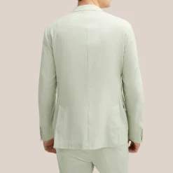 Melange Linen Blend Blazer - Light Green