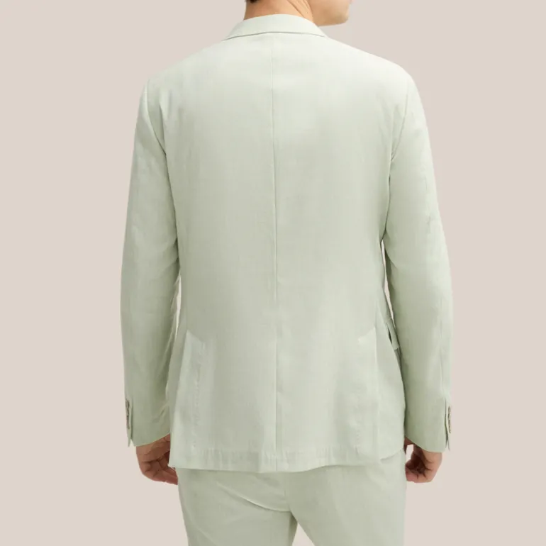 Melange Linen Blend Blazer - Light Green