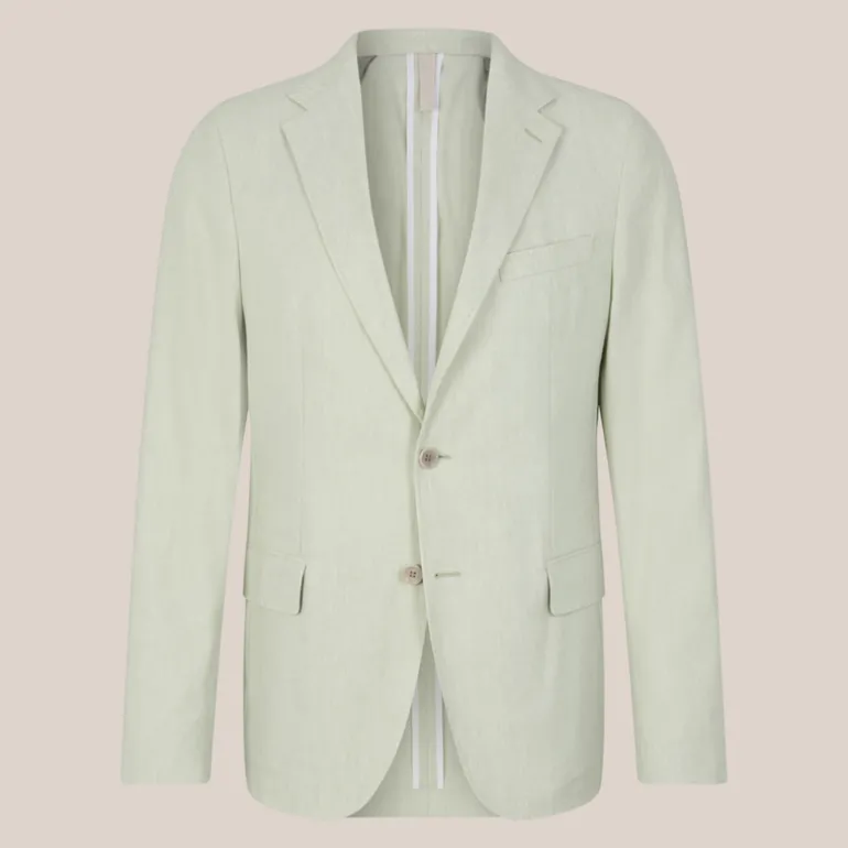 Melange Linen Blend Blazer - Light Green