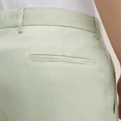 Melange Linen Blend Tapered Pants - Light Green