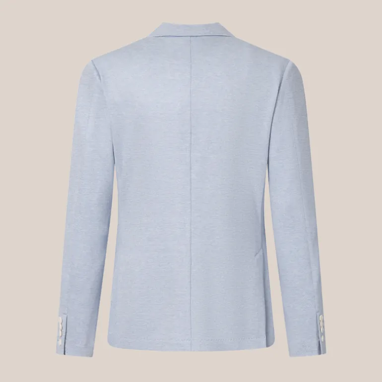 Melange Patch Pocket Stretch Blazer - Light Blue