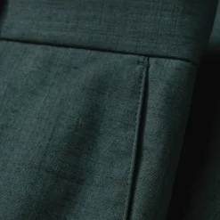 Melange Wool / Cotton Dress Pants - Dark Green
