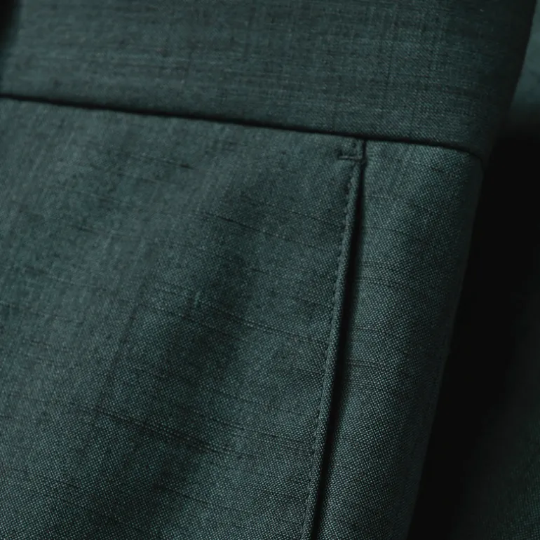 Melange Wool / Cotton Dress Pants - Dark Green