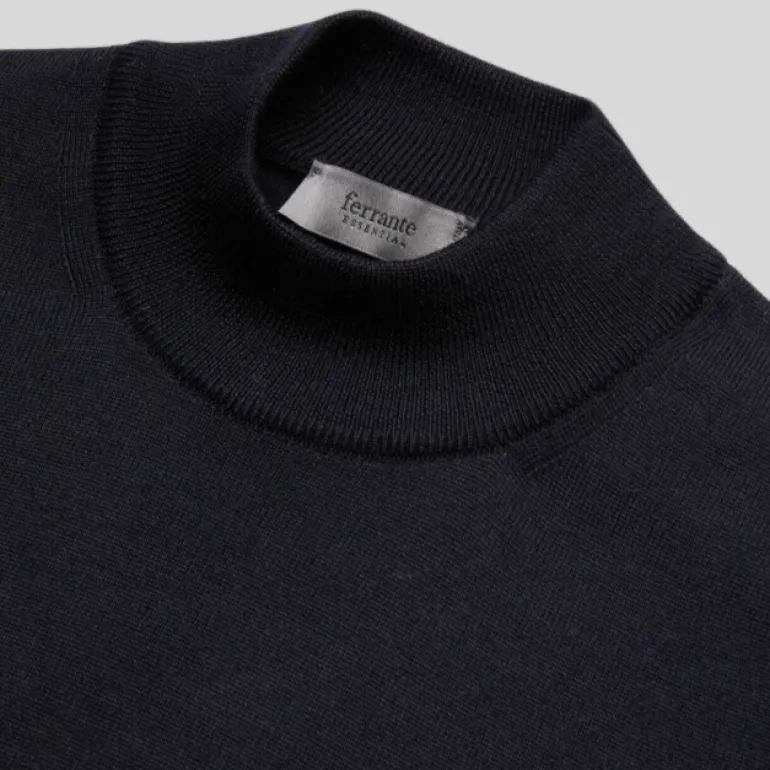Merino Mock Neck Sweater - Black