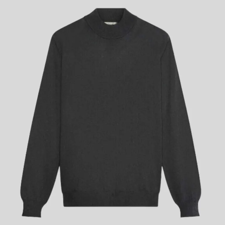 Merino Mock Neck Sweater - Black