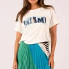 Miami Palms Print Relaxed Tee - White