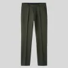 Micro-Structure Wool Stretch Pants - Dark Olive