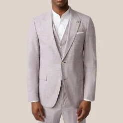Mottled Cotton Wool Blend Peaked Suit Jacket - Violet
