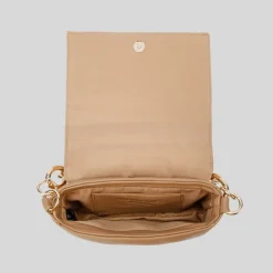 Overflap Gold Chain Crossbody Bag - Taupe