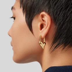 Padlock Heart Earrings - Gold