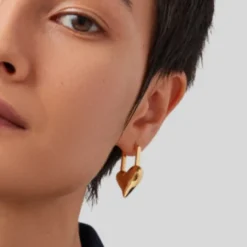 Padlock Heart Earrings - Gold