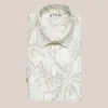 Palm Tree Print Linen/Cotton Shirt - Off-White