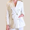 Patch Pocket Double Breasted Blazer - White