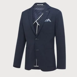 Patch Pocket Melange Jersey Blazer - Navy