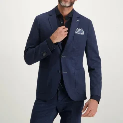 Patch Pocket Melange Jersey Blazer - Navy