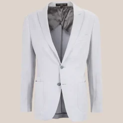 Patch Pocket Peak Lapel Stretch Linen Blazer - Light Grey