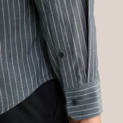 Pinstripe Spread Collar Dress Shirt - Blue