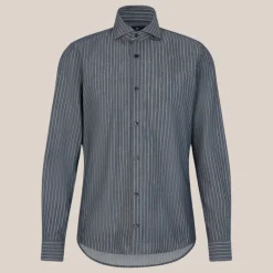 Pinstripe Spread Collar Dress Shirt - Blue