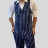 Pinstripe Stretch Cotton Vest - Navy