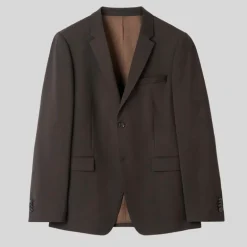 Plain Weave Wool Blend Suit - Brown