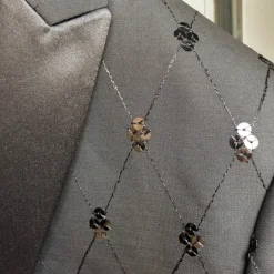 Sequins Peak Lapel Dinner Jacket - Black