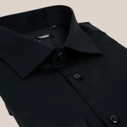 Slim Fit Cotton Stretch Dress Shirt - Black