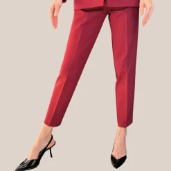 Slim Leg Jersey Pants - Burgundy