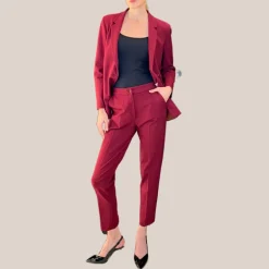 Slim Leg Jersey Pants - Burgundy