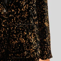 Spots Print Patch Pocket Velvet Blazer - Black