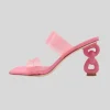Square Toe PVC Strap Sculpted Heel - Pink