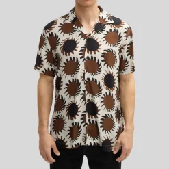 Star Bursts Print Shirt - Brown
