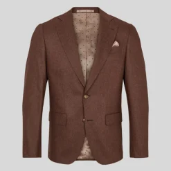 Stretch Wool Flannel Blazer - Brown