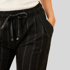 Stripe Elastic Waist Drawstring Joggers - Grey
