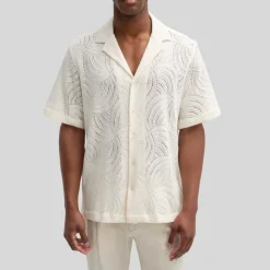 Swirls Knit Pattern Shirt - Cream