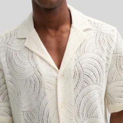 Swirls Knit Pattern Shirt - Cream