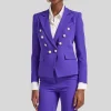 Tailored Double Breasted Smooth Crepe Blazer - Purple