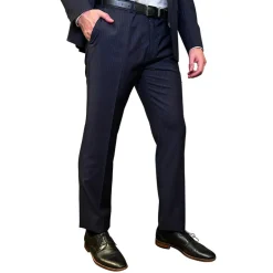 Tattersall Check Peak Lapel Suit - Navy
