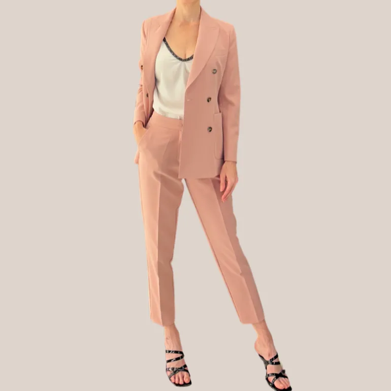 Techno Fabric Slim Leg Pants - Pink