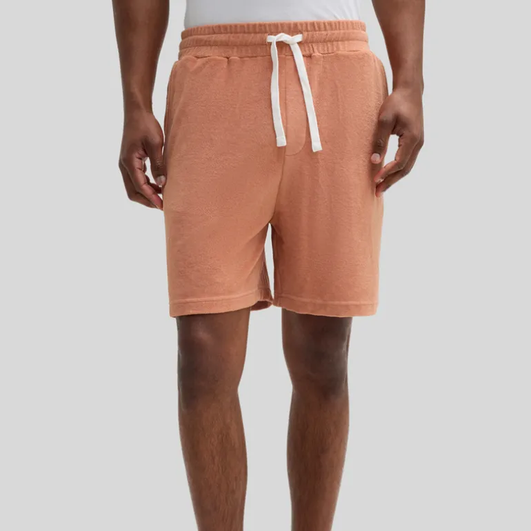 Terrycloth Drawstring Shorts - Apricot