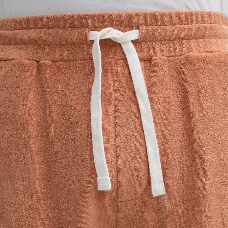 Terrycloth Drawstring Shorts - Apricot