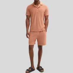 Terrycloth Drawstring Shorts - Apricot