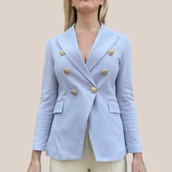 Textured Double Breasted Blazer - Light Purple