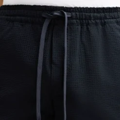 Textured Drawstring Waistband Shorts - Navy
