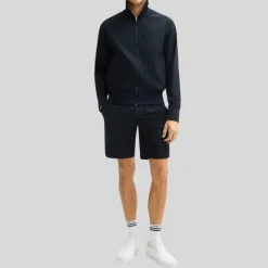 Textured Drawstring Waistband Shorts - Navy