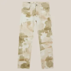Tie-Dye Design Washed Denim - Beige
