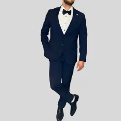 Tonal Glen Check Wool Suit - Dark Navy