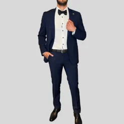 Tonal Glen Check Wool Suit - Dark Navy