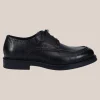 Tumbled Calf Leather Derby Shoe - Black