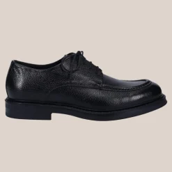 Tumbled Calf Leather Derby Shoe - Black