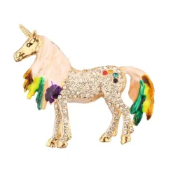 Unicorn Rhinestone Brooch Pin - Multi